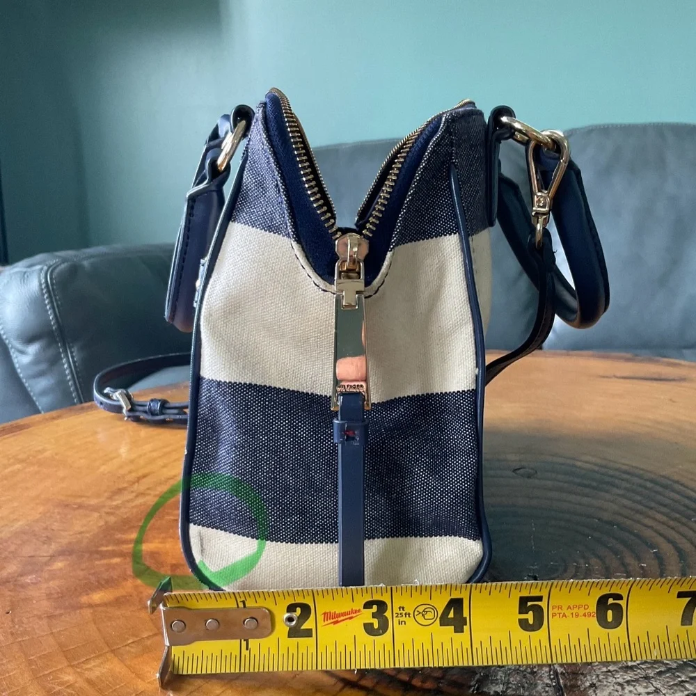 Tommy Hilfiger Fabric Handbag Navy Blue & White